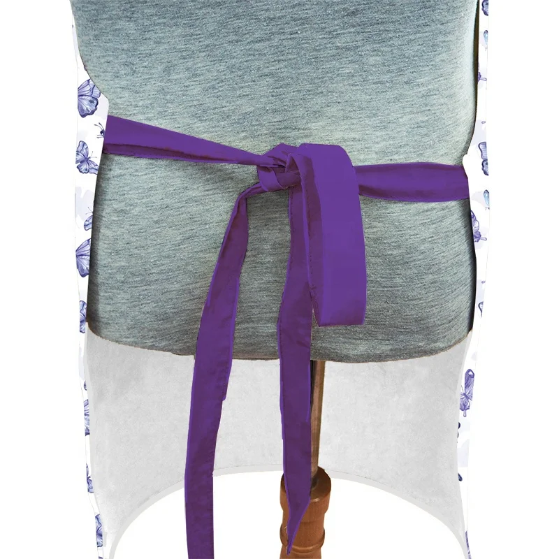 Custom New Design Printed Polyester Cotton Butterfly Pattern Chef Cooking Apron and Kitchen Towel Oven Glove Pot Holder Set