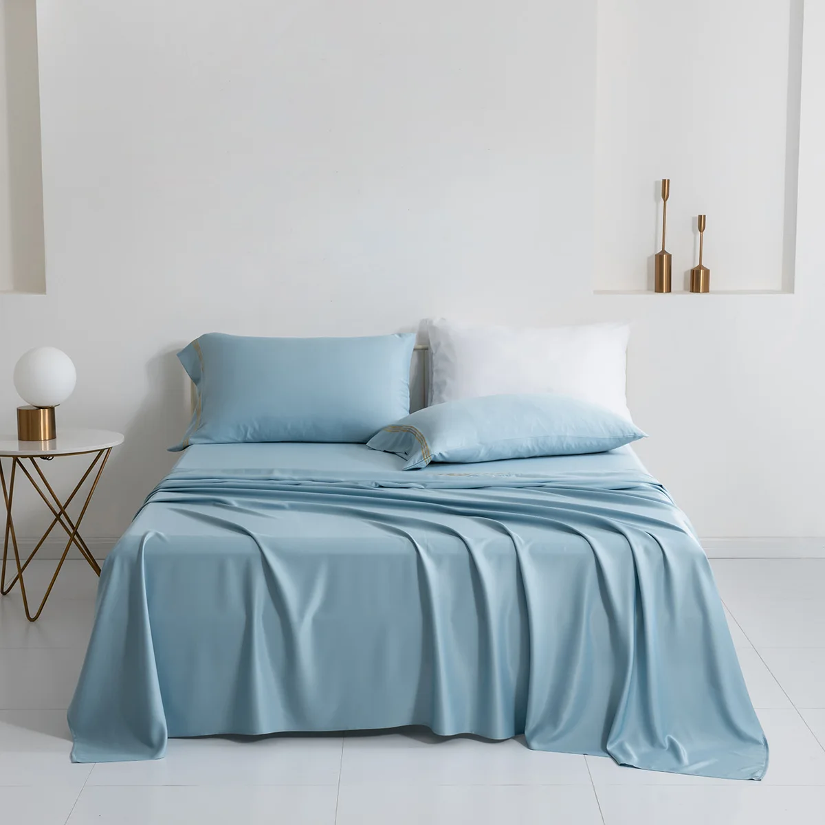 wholesale 100% Bamboo Breathable Cooling Fitted Flat Bedding Bed Sheet