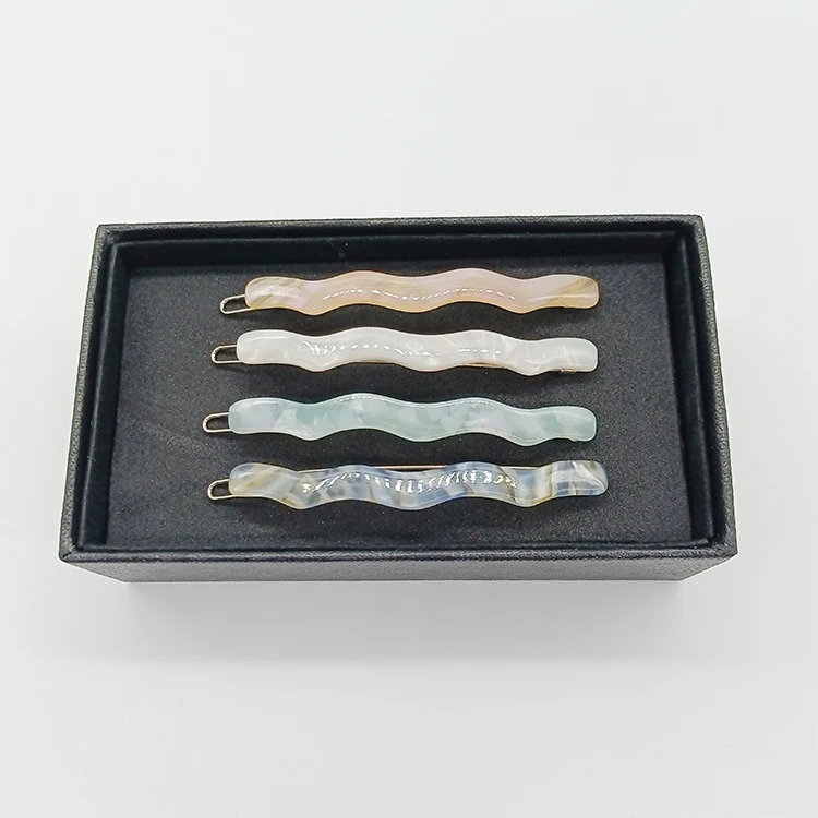 Simple design 7 colours customizable wave clip acetate hairpin bangs clip ladies hair pin clips