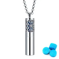 Open aromatherapy essential oil perfume bottle couple necklace stainless steel pendant