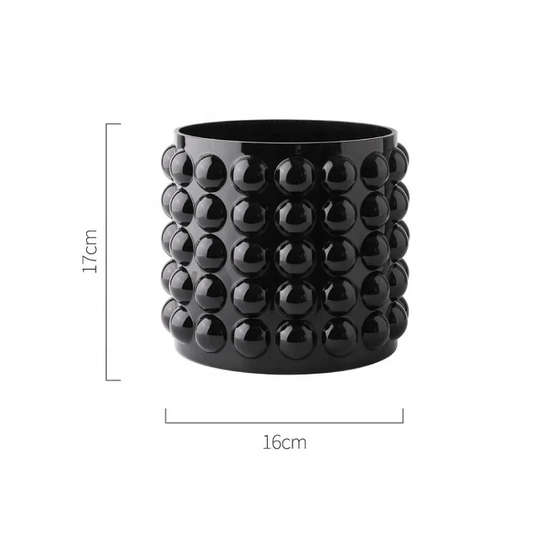 WONDER    Hot Selling Nordic living room flower dot glass flower vase black color flower vase wholesale