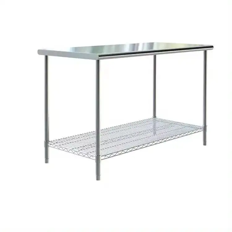 2 Tier Stainless Steel Commercial Grade Work Table Steel Wire Shelf for Kitchen Hotel Restaurant Equipment