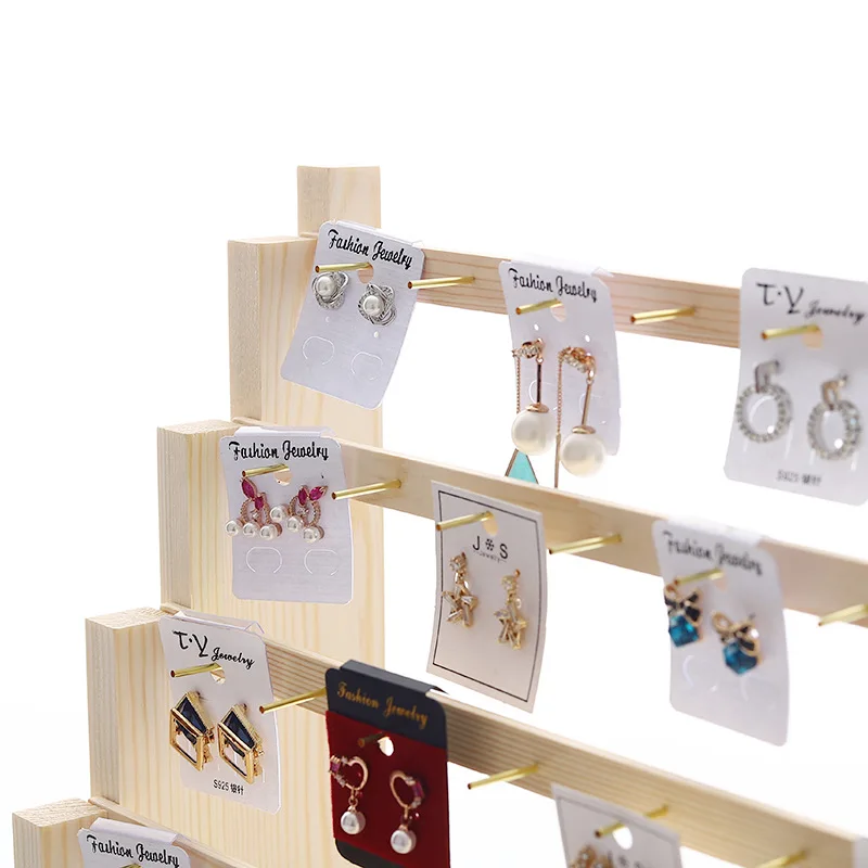 For the sale of earrings, keychains, necklaces and other solid wood 4-layer detachable jewelry display stand