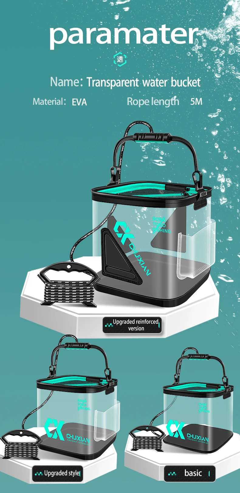 Collapsible Bucket Multifunctional Portable Collapsible Fishing Bucket Wash Basin Folding Bucket Water Container