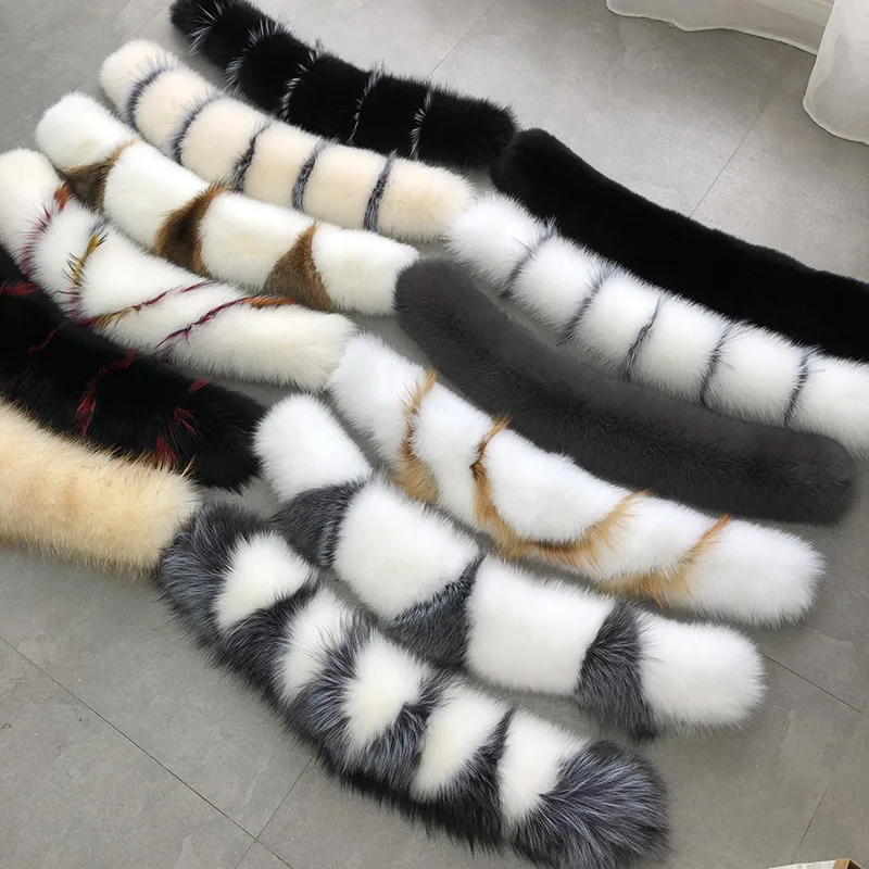 MWFur Winter Season Fashion Factory Custom Big Size Fox Fur Collar Trim for Parka Hood For Fashion Ladies Fur Collar Scarf