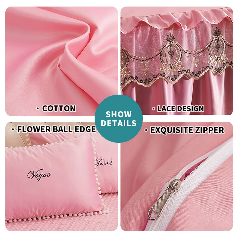 Hot Sale Princess Thick Round Bed Skirt 100% Polyester Solid Color Bedspread For Hotel