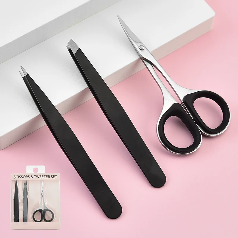 Набор черных ножниц для начинающих, инструменты для макияжа, профессиональный триммер для бровей для мужчин и женщин