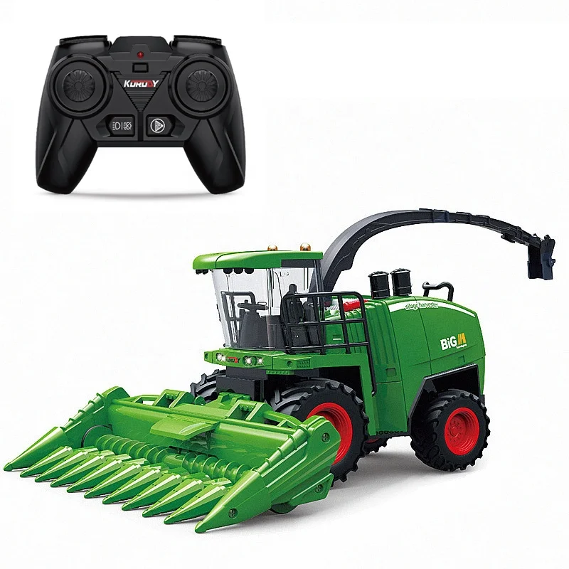 1/24 Scale 6607 Electric Cord Harvester Truck Toy 2.4GHz 4CH Simulation Farm Machine RC Corn Combine Harvester Truck For Kids