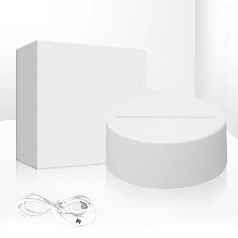 2021 Hot 3d optical acrylic Led round ABS lighting base with 7 RGB Colors