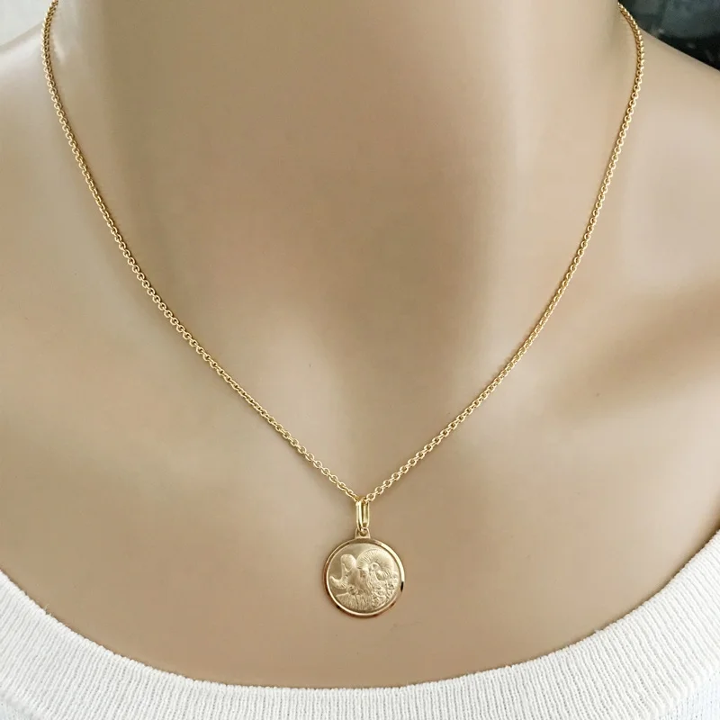 Firstmadam 12 Horoscope Aries 18K Gold Coin Pendant Exquisite Three Dimensional Relief