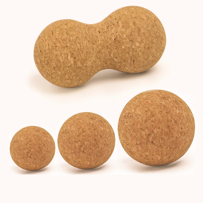 Deep Fitness Eco-Friendly Logo Printing Available Fitness Yoga Ball Cork Massage Wooden Yoga Cork Massage Ball