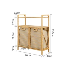 Wholesale factory outlet Bamboo organizer racks bathroom shelf  wooden storage shelves Dirty Clothes Basket