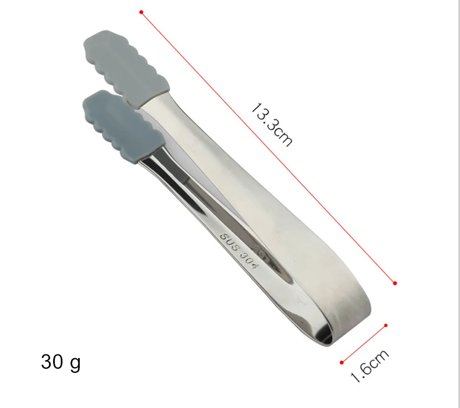 Kitchen Bar Accessories Mini Silicone Stainless Steel Food Serving Whiskey Cube Sugar Ice Tong