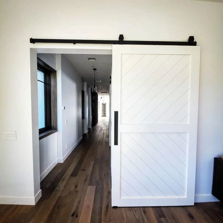 CBMmart Antique Style Black Classic Carbon Steel Double Barn Door Hardware Kit Sliding Wooden Barn Door