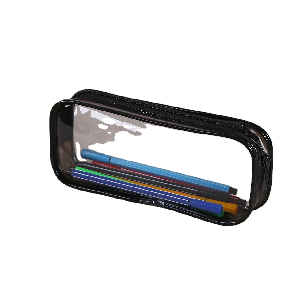 Custom Logo Plastic Pvc School Students Pencil Zipper Pouch storage Bag Transparent Waterproof Cheap Clear Packaging Pencil Case