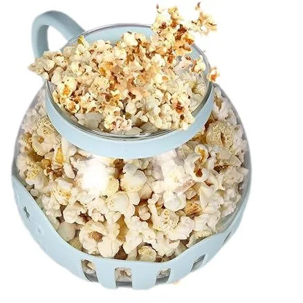 2.25qt Microwave Micro-pop Popcorn Popper Borosilicate Glass Round Microwave Popcorn Popper For Microwave Use Hot Air Popcorn