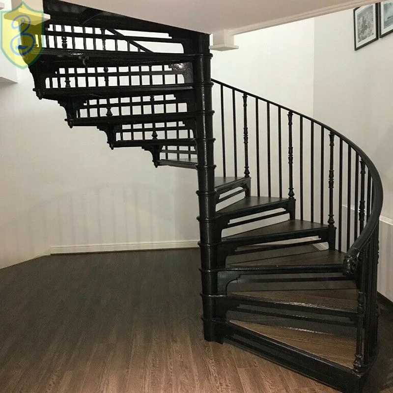 Высокое качество DIY дизайн крытый кованого железа деревянные спиральные лестницы