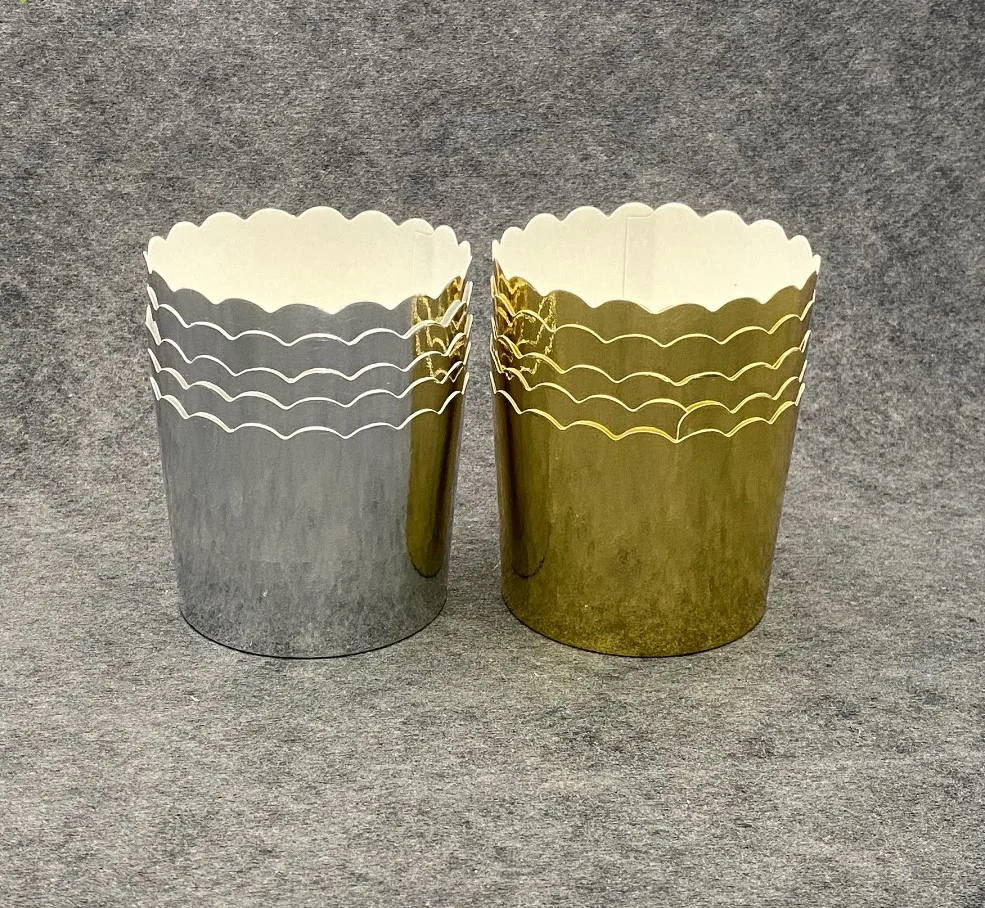 Gold/Silver Cupcake Liners, Metallic Foil Muffin Cups for Baking, paper baking cups