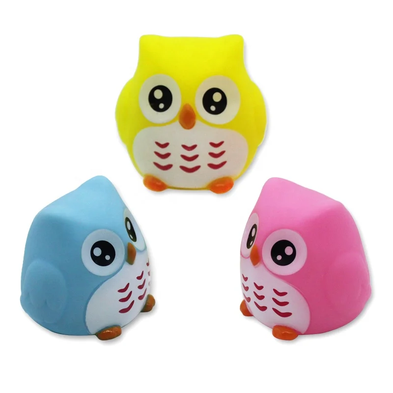 Baby Gift Toddler Indoor Playing Water Game Pvc Light Up Floating Cute Owl Bath Toy