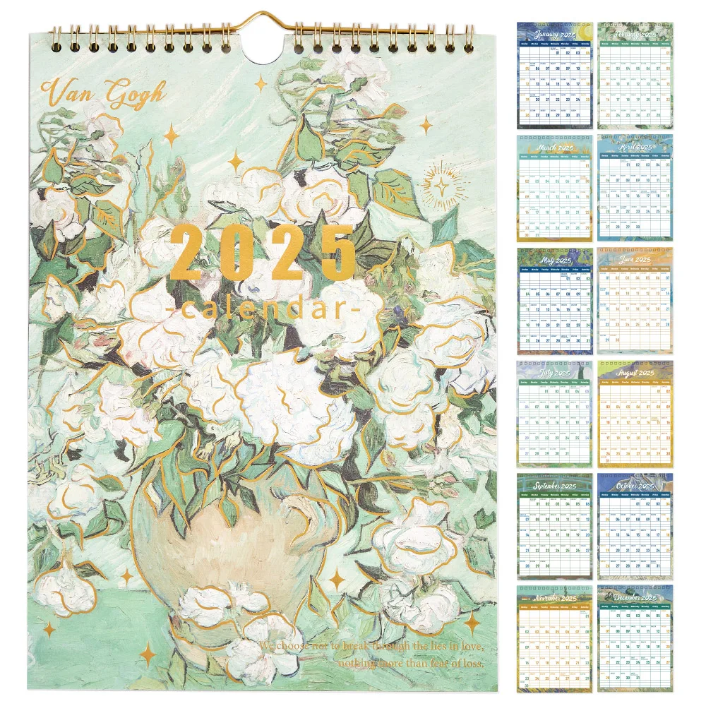 IMODA 2025 Wall Calendar 12 Colors Retro Oil Painting Monthly Calendar from Jan to Dec 2025 Home, School & Office Organization
