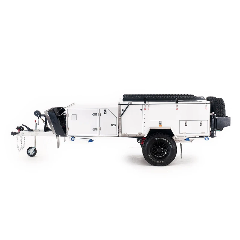 living resort portable hard floor camping travel trailer rear off road folding camper trailer with pop up tent