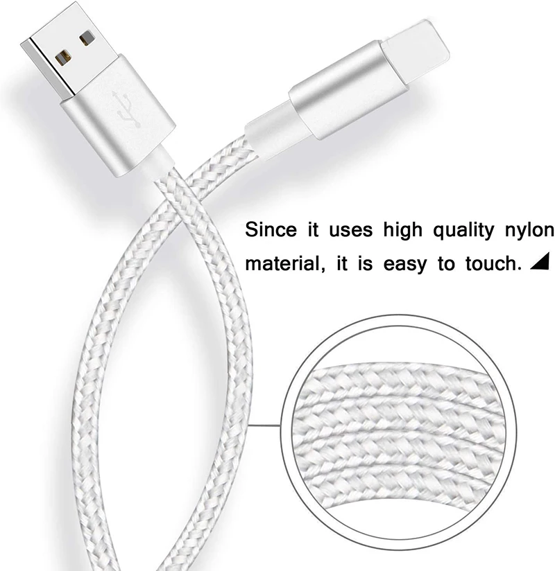 Long Fast Charger  For iPhone SE/6/7/8/XS/XR/11 12 PRO, 3 miter Aluminum Nylon Braided USB Data Sync For iPhone Charging Cable