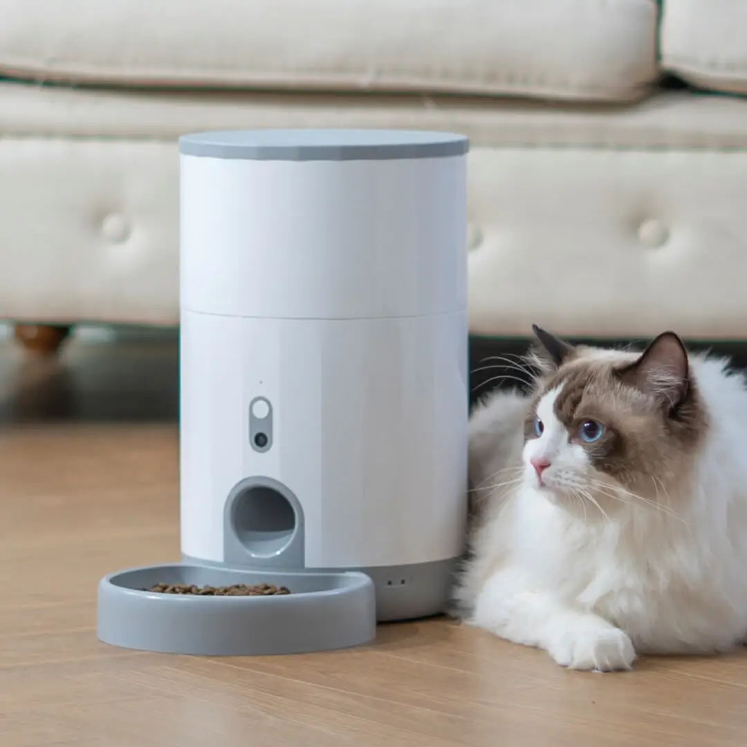 Pet New Supplies-Smart Pet Dry Food Dispenser with Camera Timer Feeder Double Storage with Bowl and Spinner Lid