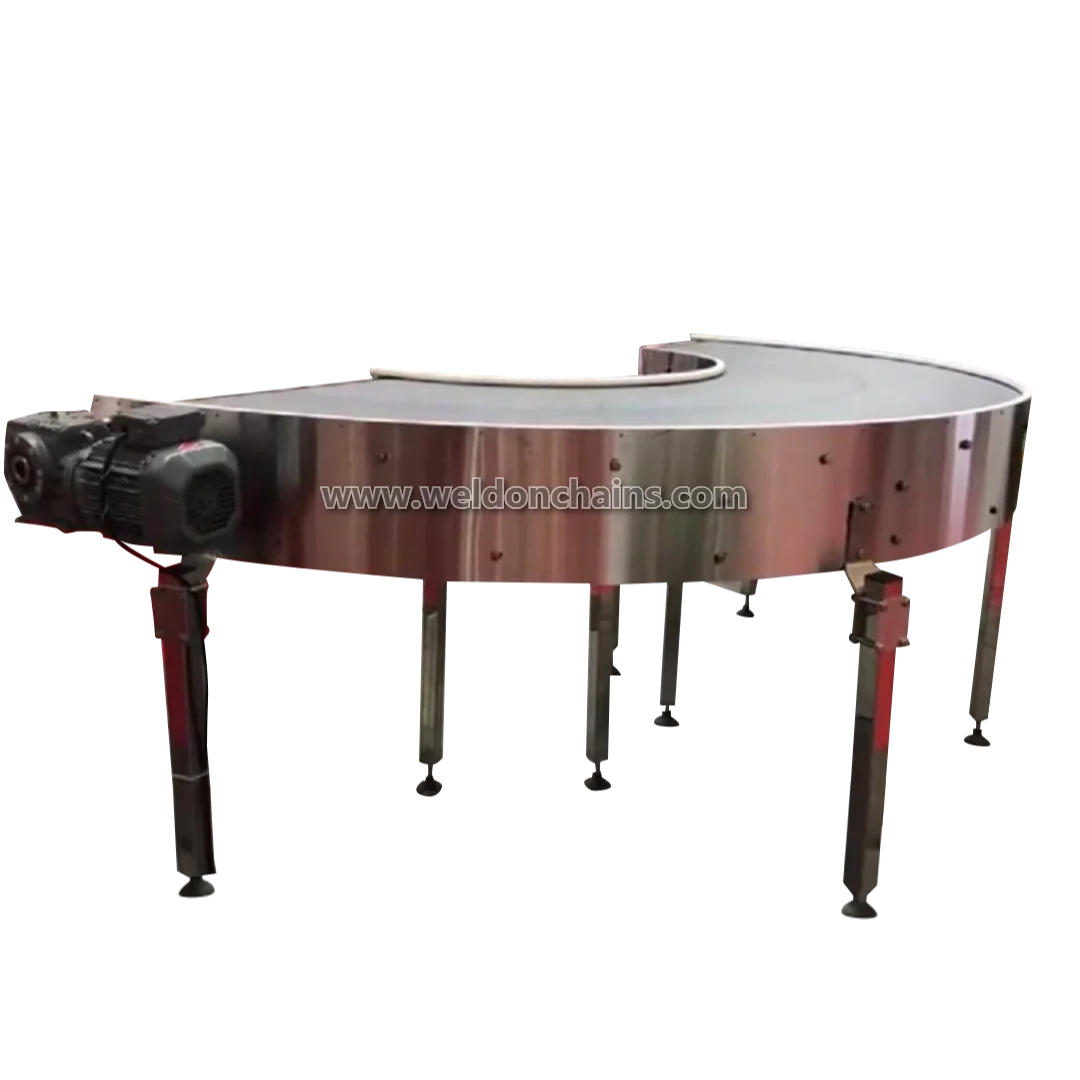 180-degree slat plastic chain conveyor u turn conveyor