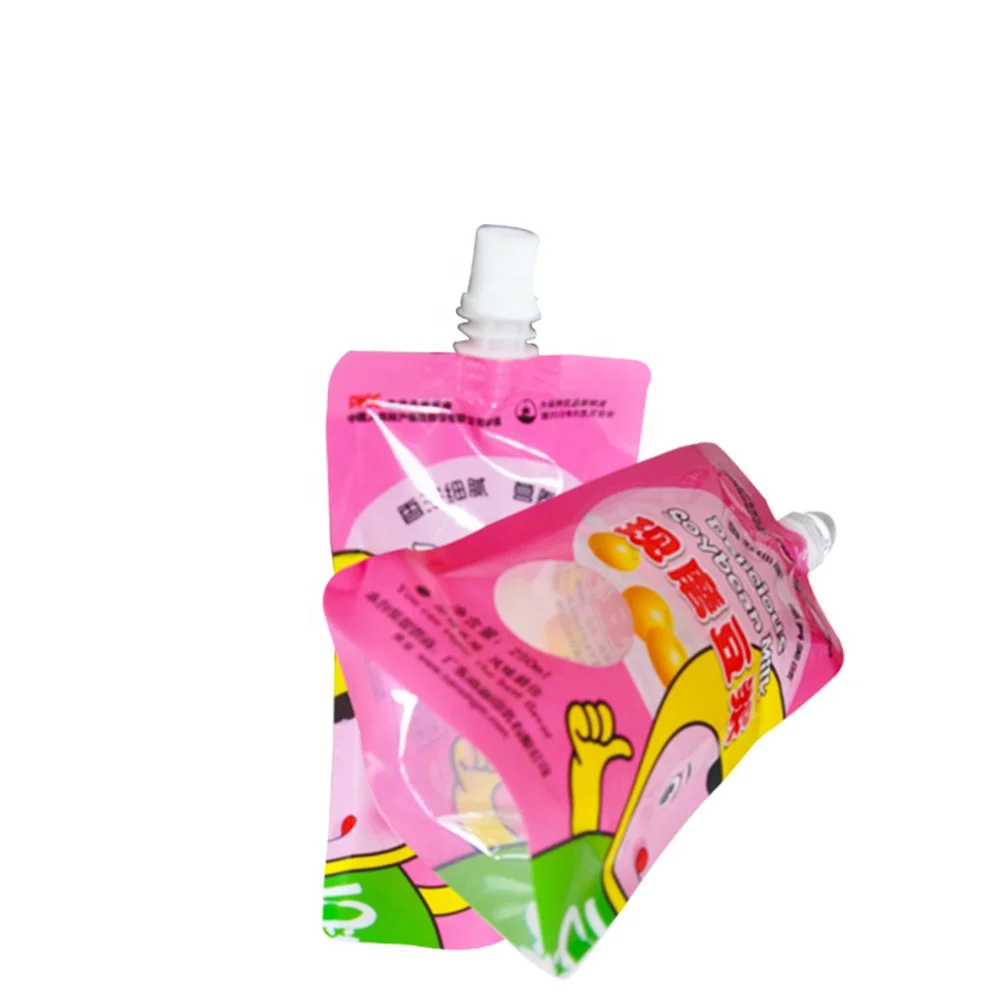 Customize Stand Up Plastic Packaging Bag Doypack Coffee Soy Milk Yogurt Storage Spout Pouch