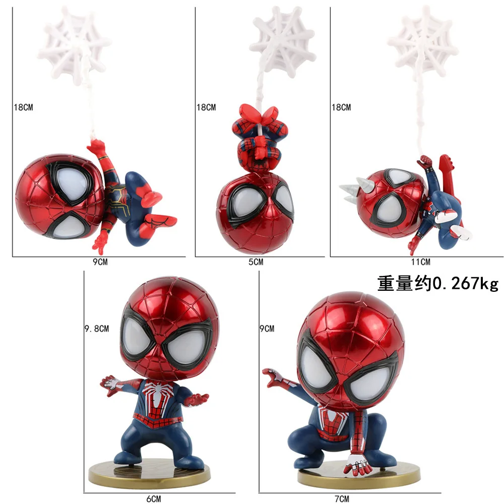 Anime Lovely Cartoon Spider Man Marvel Action Figure Sets 3D Doll Toys Car Desk Cake Decoration Action Figures Accessories