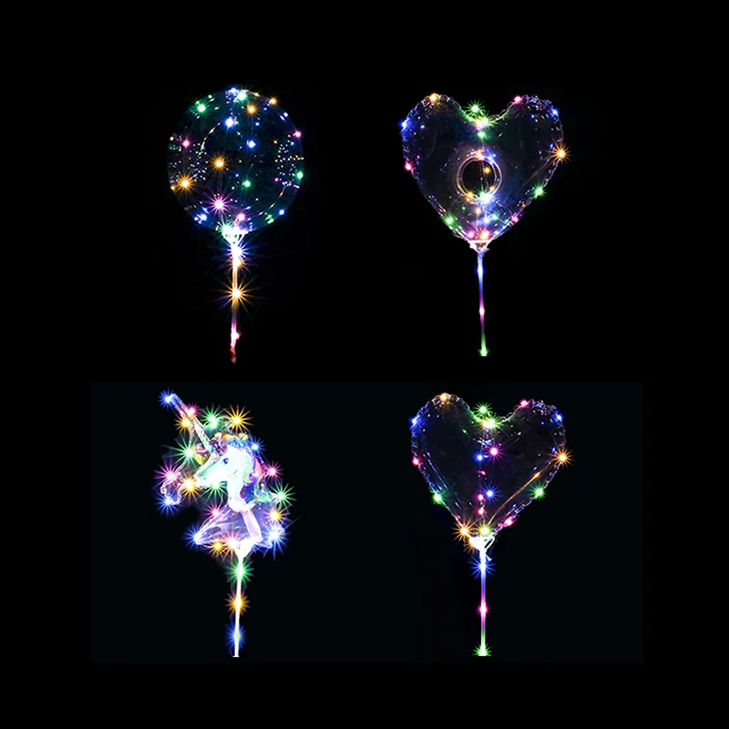 Прозрачные рождественские светодиодные мигающие огни Globos Единорог Bobo воздушный шар с ручкой для украшения дня рождения свадьбы