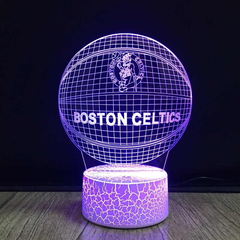 Basketball Shape 3D Optical Illusion Lamp Smart 7 Colors Celtics Fans LED Night Light Table Lamp