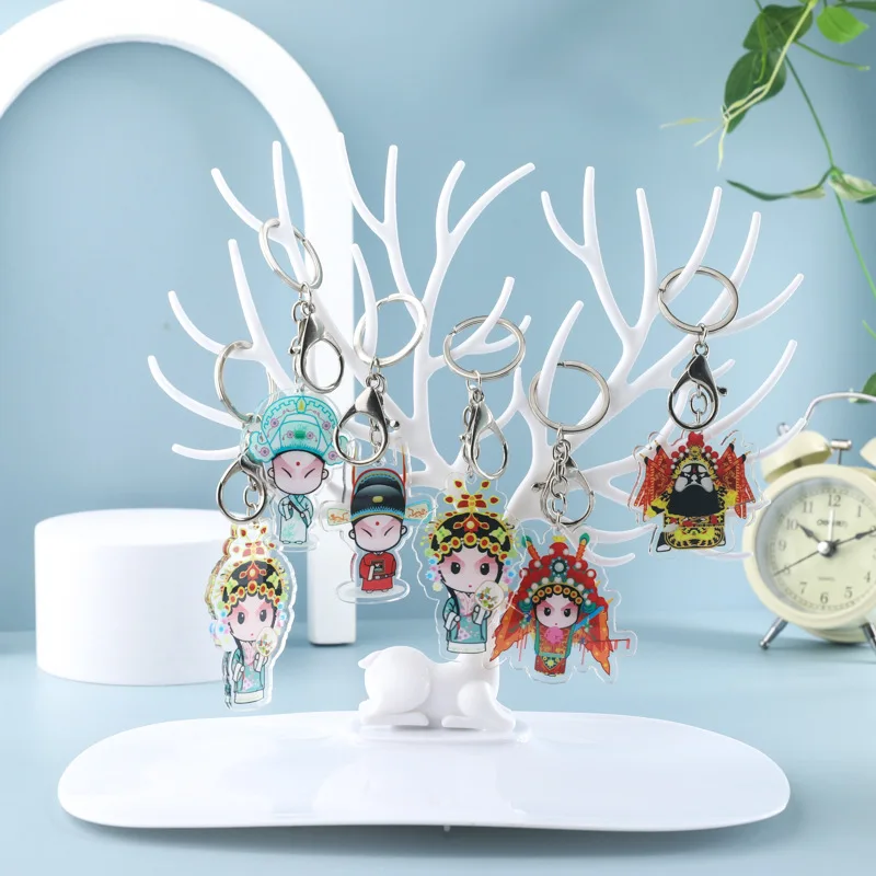 Anime Customizable Holographic Keychain Beijing Opera Pattern Low Priced Promotional Product Acrylic Plastic Stainless Steel