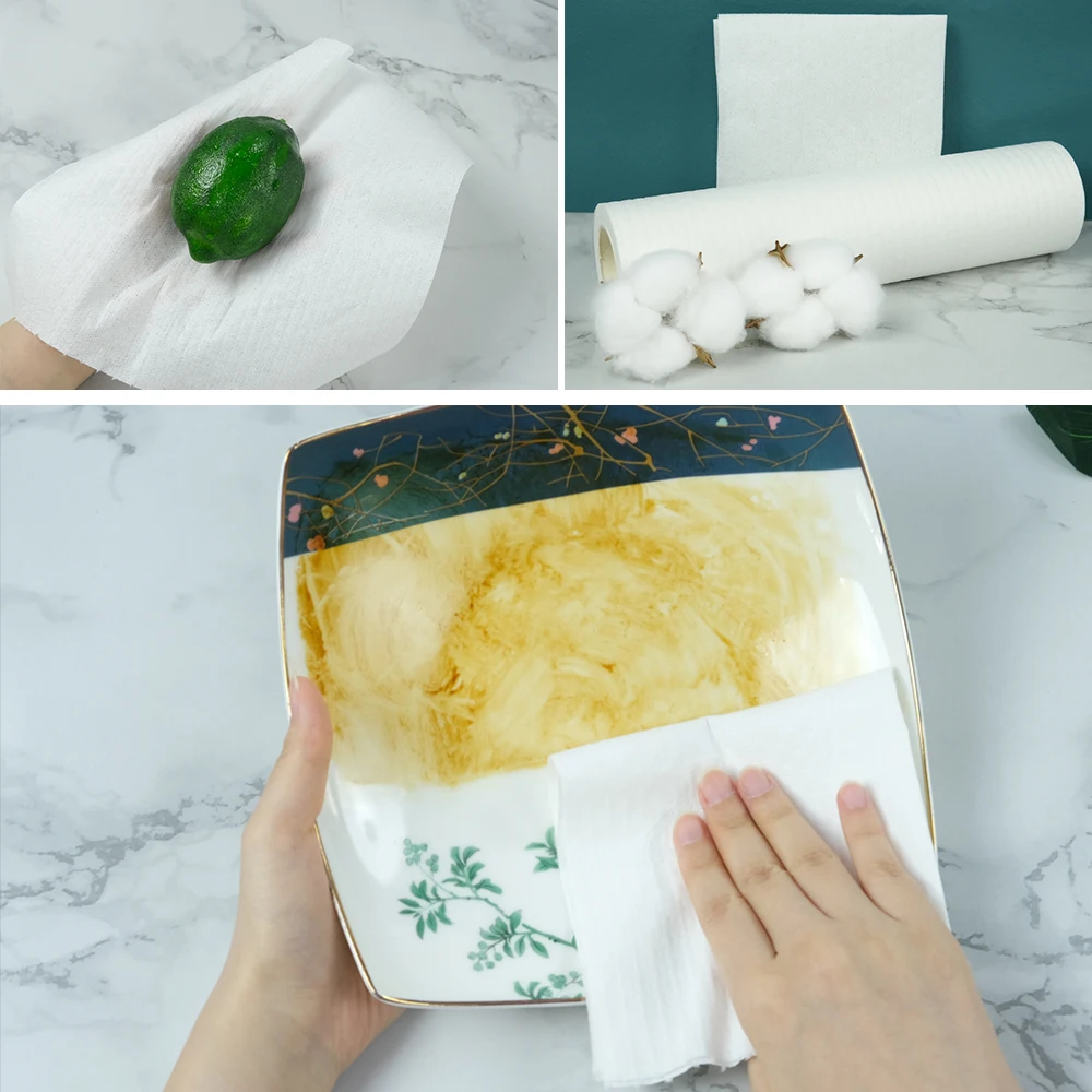 Wholesale Disposable Kitchen Dishcloth Roll Nonwoven Kitchen Dish Towel Paper Cleaning Cloth