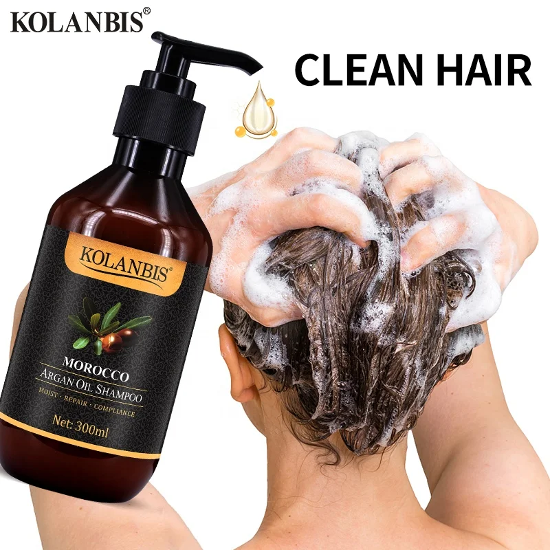 
KOLANBIS Salon Morocco Argan Oil Black Curler Hair Glitter Bling Washing Shampoo Beauty Custom Plastic Packaginging Wash Supply 