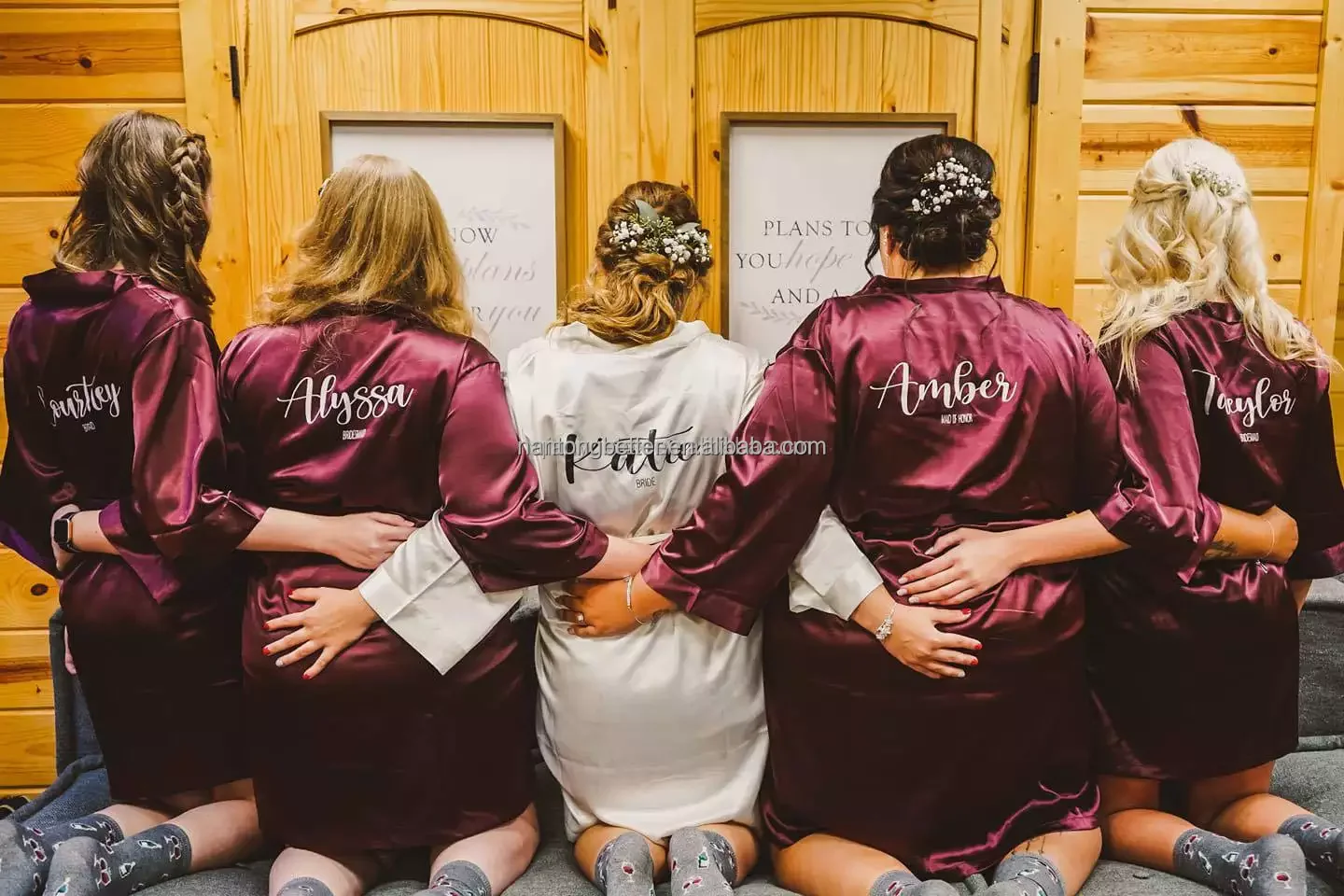 Wholesale Luxury Stock Ready to ship Woman Satin Silk Robes Wedding Morning Gown Silk Adult Spa Robe with Piping