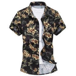Wholesale Short Sleeve Button up down Custom print Floral Soft Rayon Aloha Mens Beach Wear printed Hawaiian Shirts for men