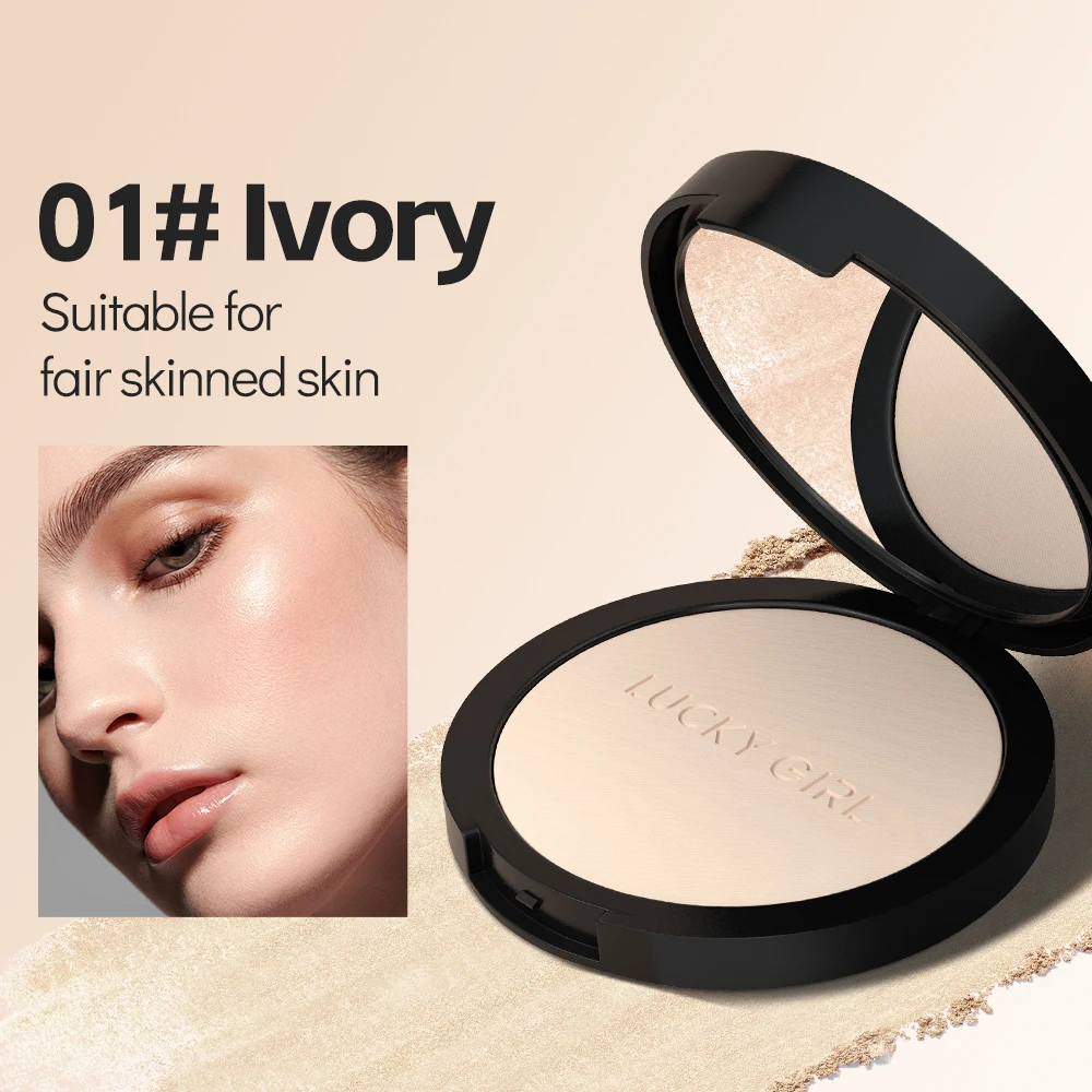 Lucky Girl Wholesale Pressed Powder Waterproof Oil Control Face Makeup Powder 10g 2 Color High Quality Light Luxury Face Powder