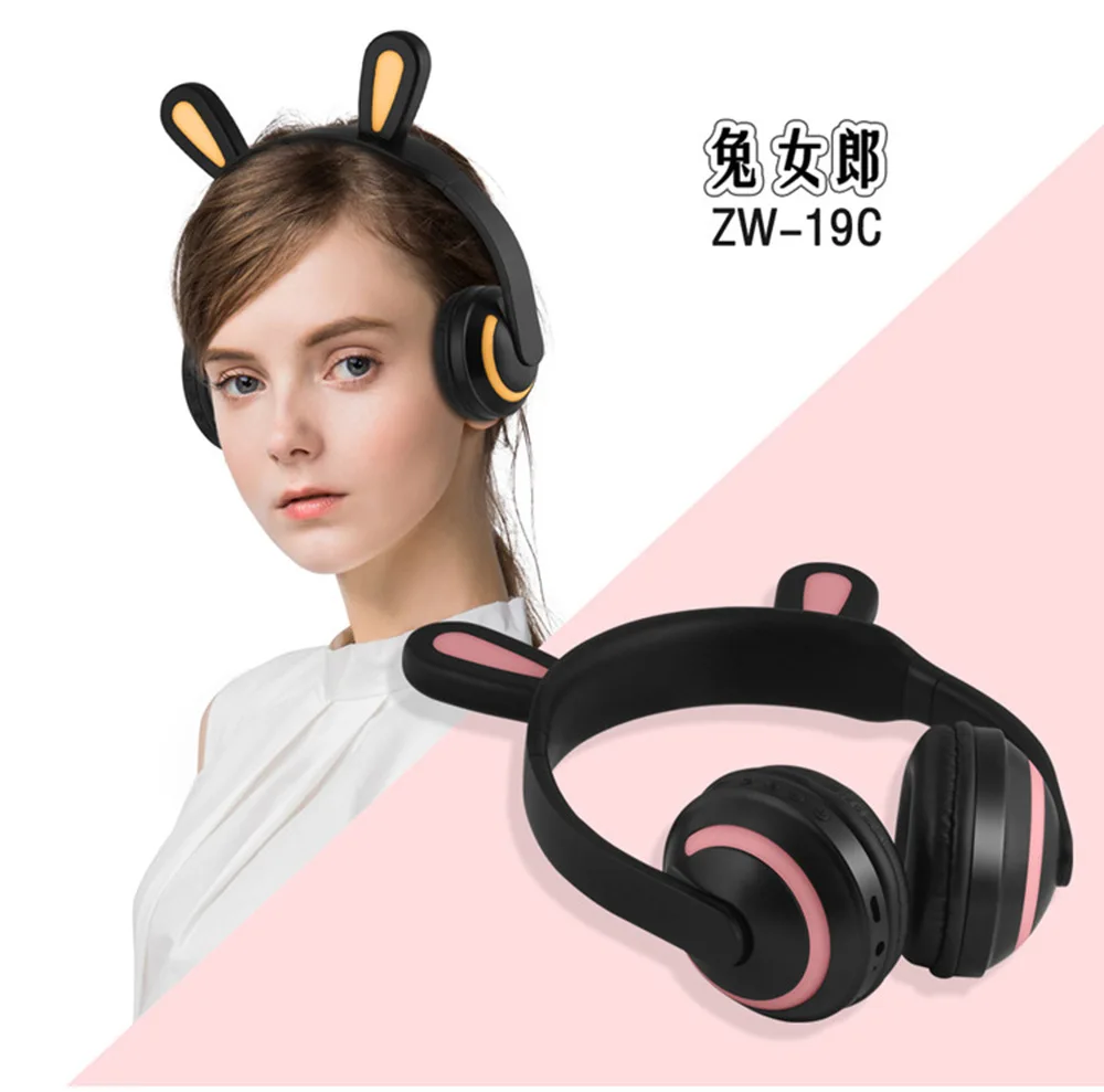 RICOO Factory Supply Cat Ear Headphone with LED Noise Cancelling Headphones Wireless Kids Headset Gaming Headset Earphone 7Color
