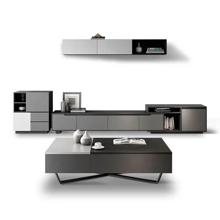 Modern Home Entertainment Wall Unit Retractable Tv Stand Tv Cabinet 2022 New Design Luxury Living Room Furniture Simple Modern