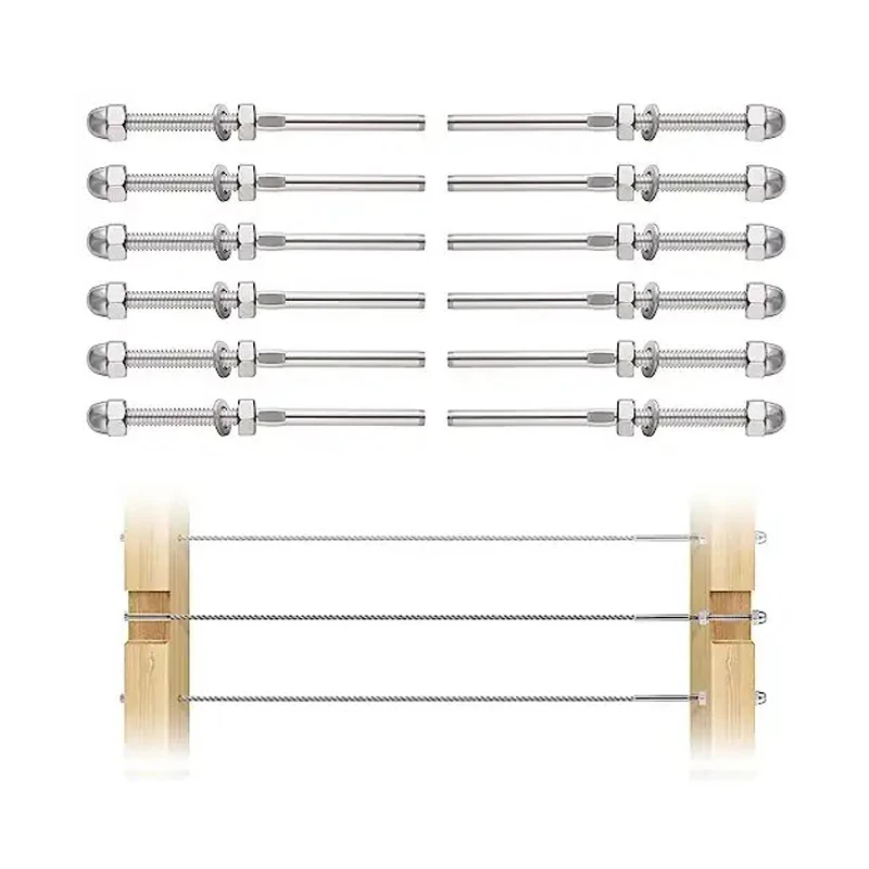 316 Stainless Steel Cable Railing Kit for 1/8 Inch Cable Railing Systems Threaded Stud Tension End Fitting