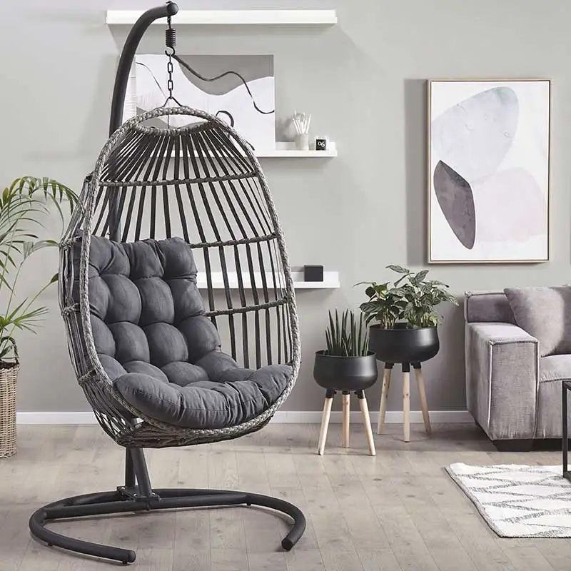 Outdoor indoor with stand hanging rattan basket garden egg chair swing