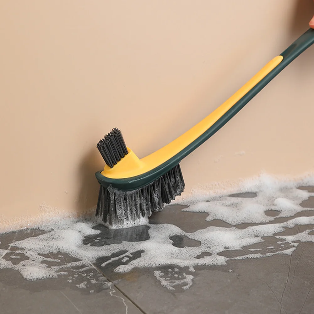 2-in-1 Eco-Friendly TPR Toilet Cleaning Brush Long Handle PET Holder with Double-Sided Brush Disposable Design Toilet Cleaning