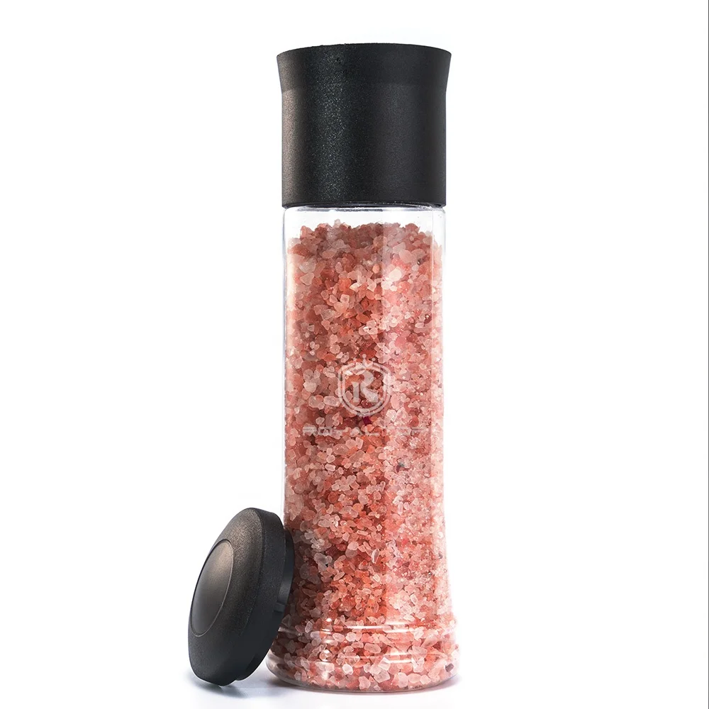 340 мл пластиковая ПЭТ одноразовые шейкером специй, черная бутылка шлифовальная крышка Гималайской Соли Розовая Соль мельница для перца