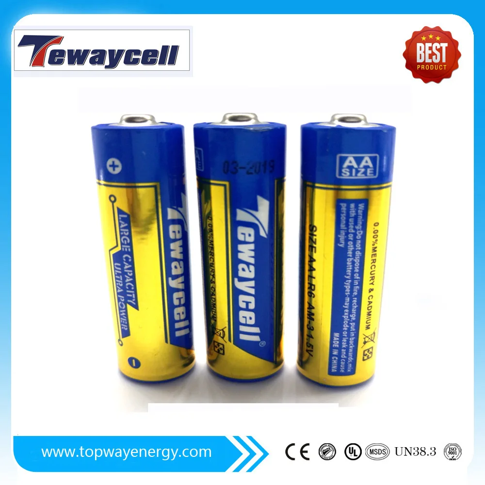 Батарея Tewaycell Zn/MnO2 с длительным сроком службы 2500mAh AA 1 5 V LR6 щелочная батарея