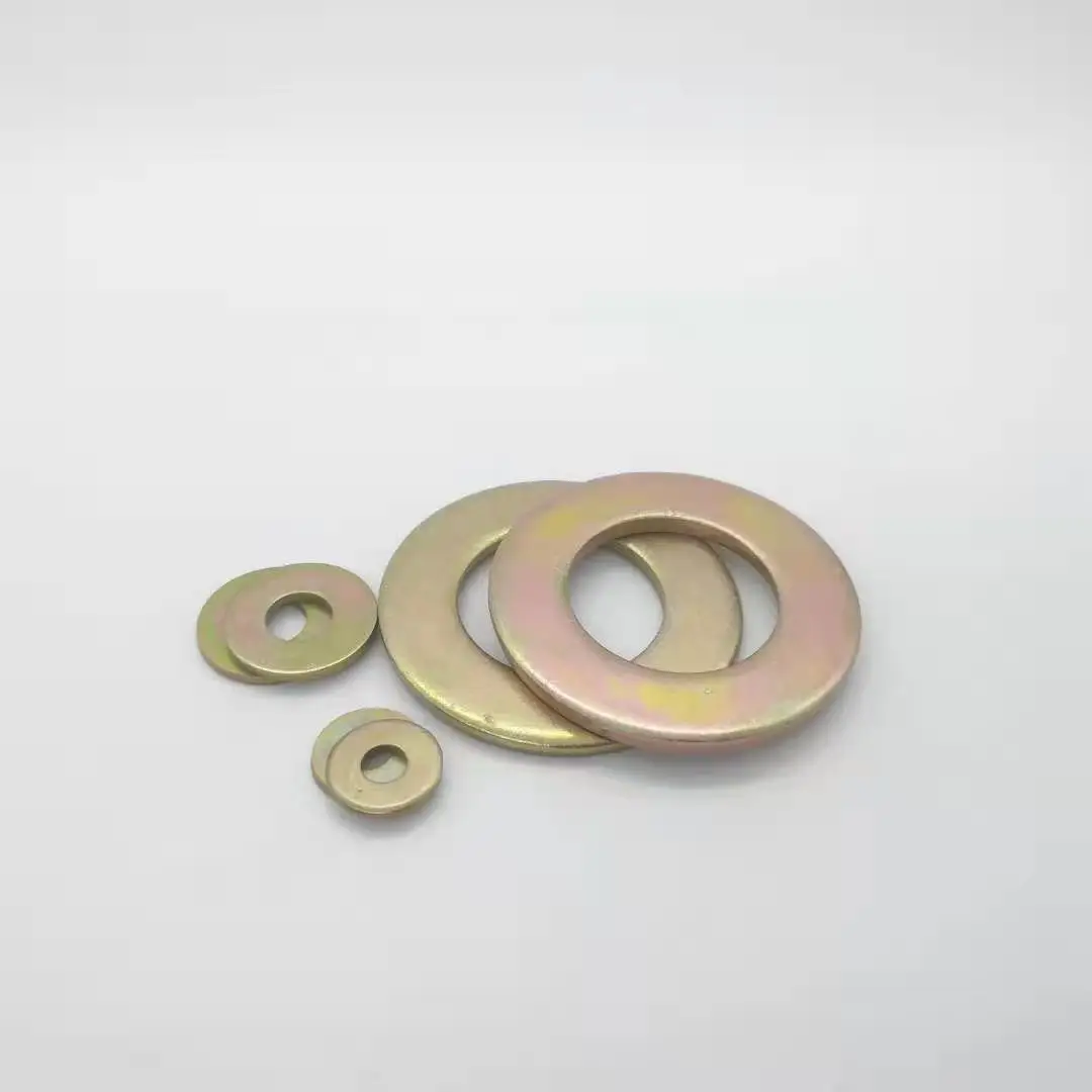 factory wholesale price carbon steel DIN125 flat washers with yellow zinc plated for hex bolt and nut