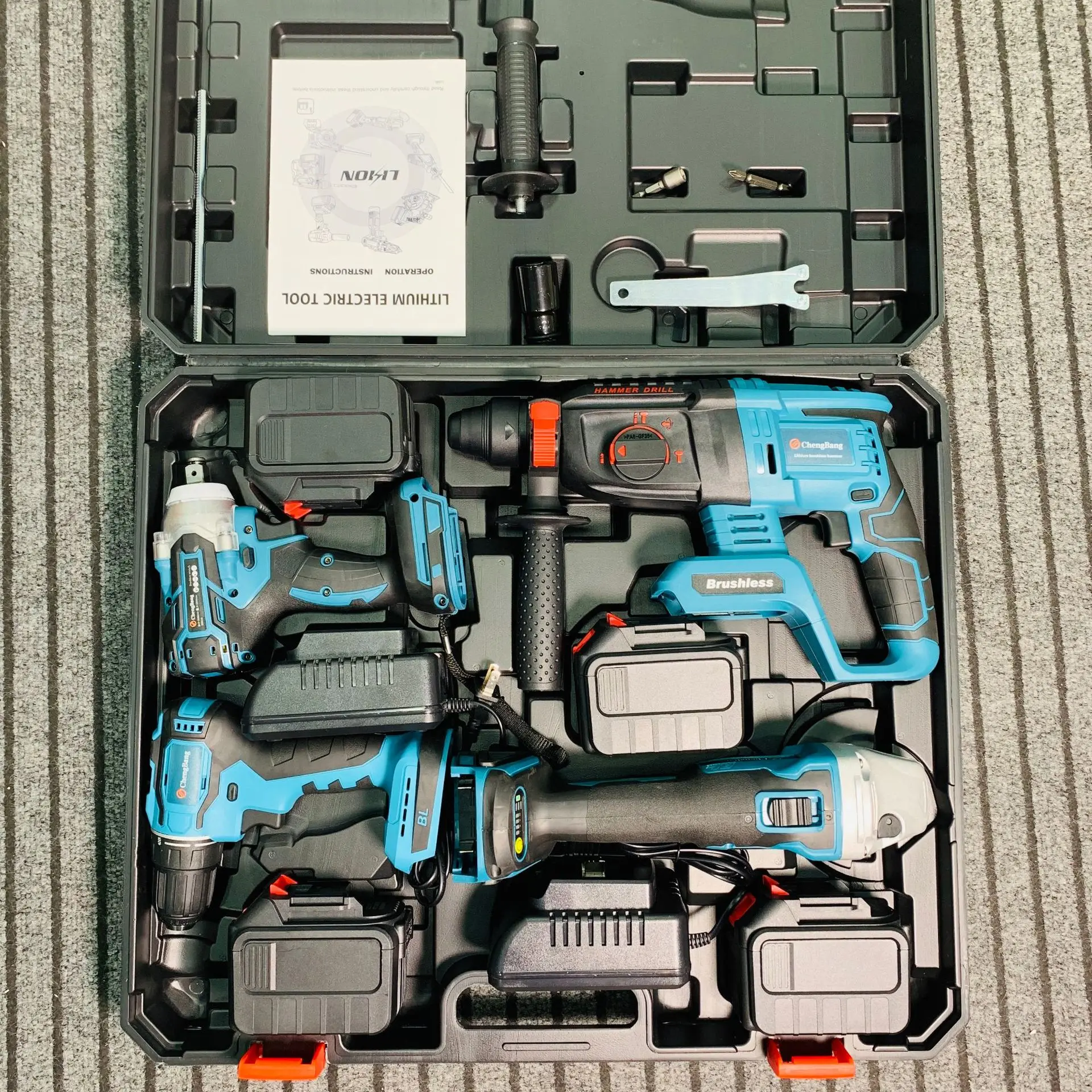 Акции HENGLAI! Большая скидка!! Доступные продажи для MKT Combo Power Tools 6 наборов набор инструментов 20 В вольт беспроводные дрели батарея DIY