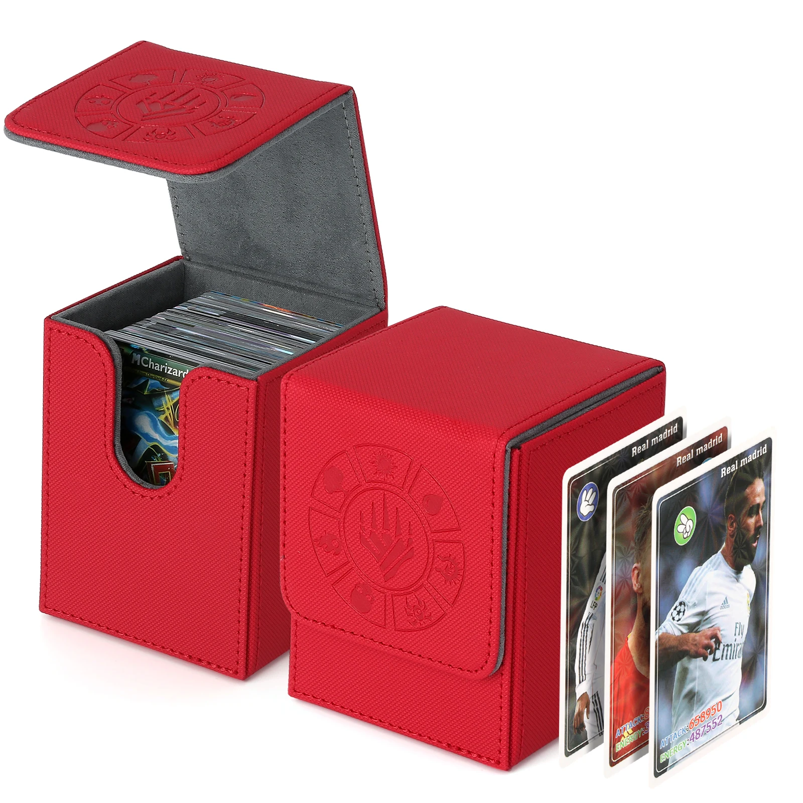 Factory PU Leather Double Side-Loading Card Deck Case Box Board Game Card Sleeve Holder Box