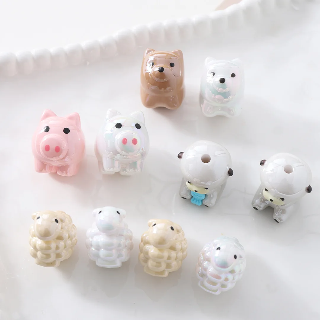 Acrylic Animal Dogs Pigs Sheeps Beads Charms Loose Bead for Keychain Bracelet Necklace DIY Jewelry Making Accessory