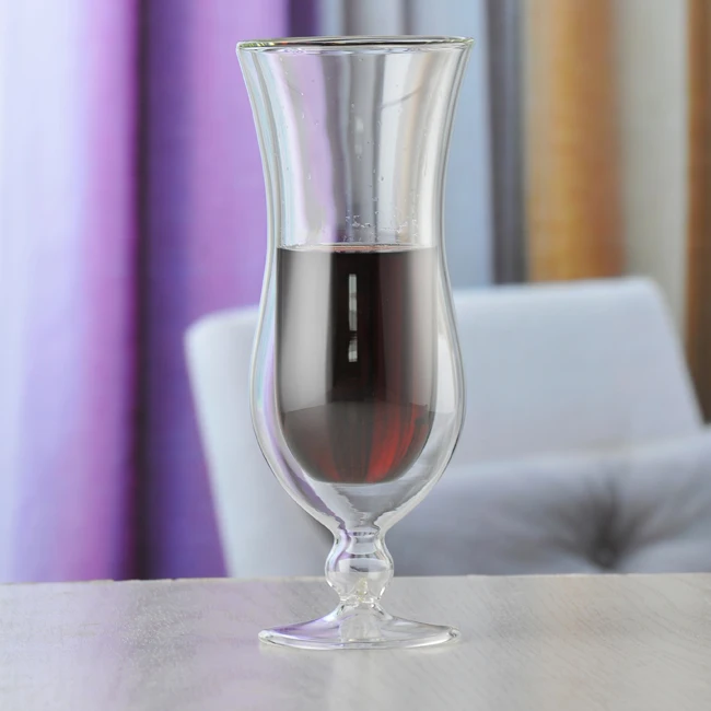 clear double wall red wine glass cup / goblet / tall glasses cup / mugs / cup sparkling wine
